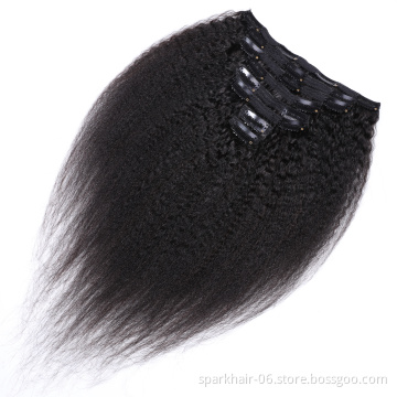 SPARK 100% Russian Human Remy Hair Clip ins Wholesale Invisible Seamless Clip in Hair Extension Human Hair